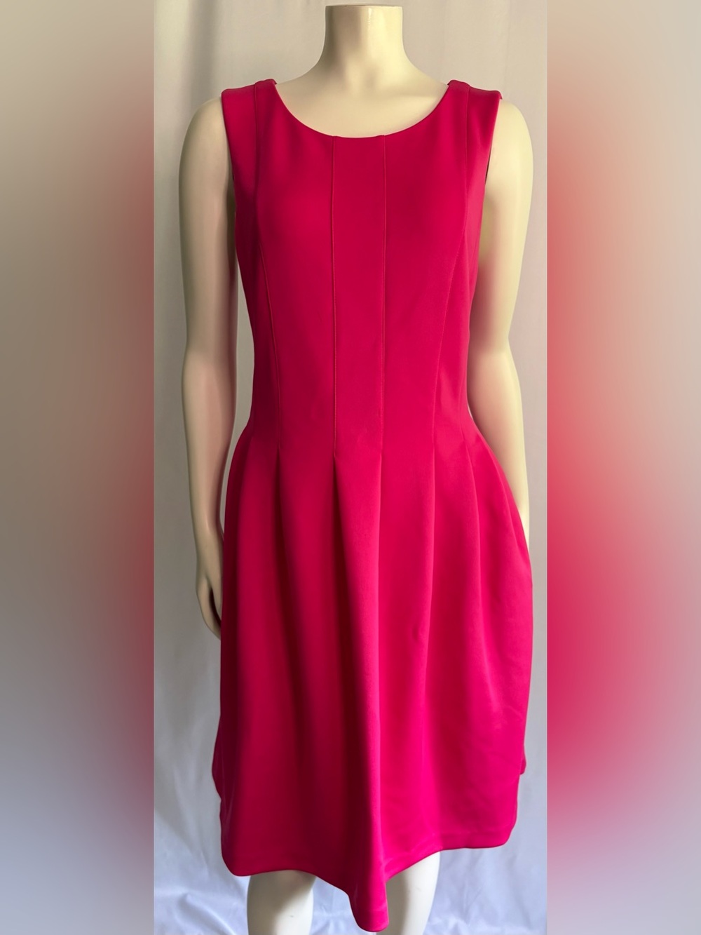 Calvin Klein Vibrant Pink Sleeveless Fit-and-Flare Dress